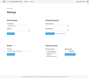 Admin Portal, Settings